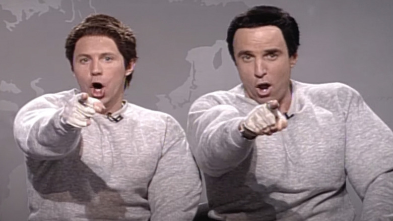 Dana Carvey and Kevin Nealon in the Hans and Franz SNL sketch