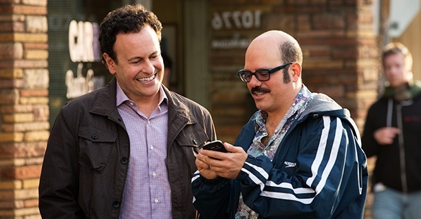 Mitch Hurwitz and David Cross on the set of Arrested Development