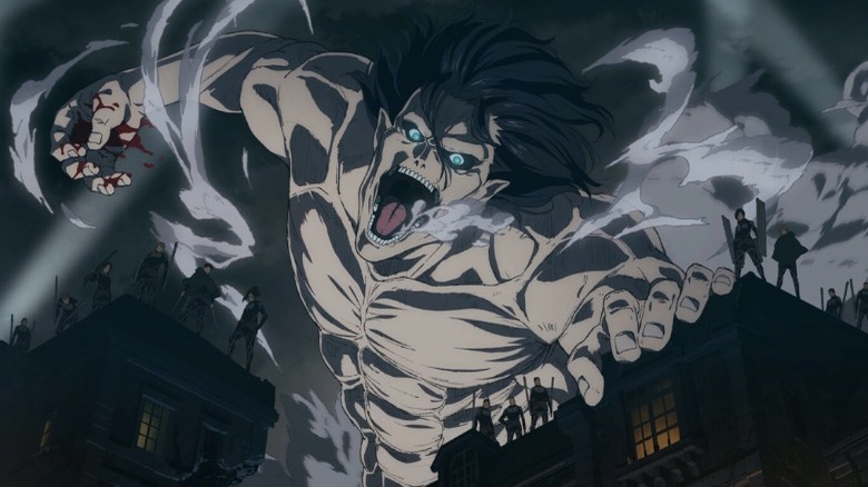 A Titan attacks in Attack on Titan