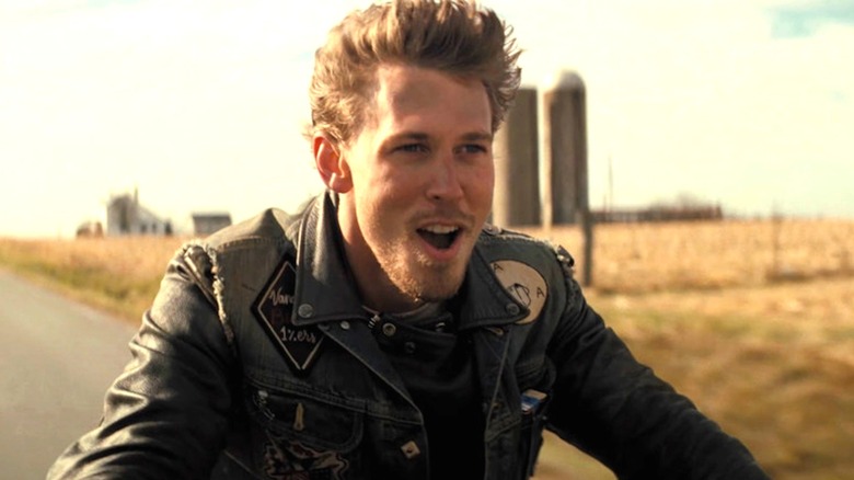 Austin Butler is having a howling good time astride a motorcycle in The Bikeriders