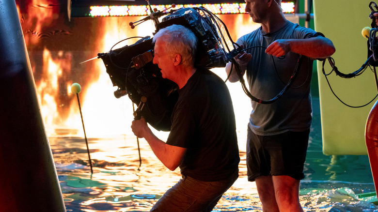 James Cameron on the set of Avatar The Way of Water