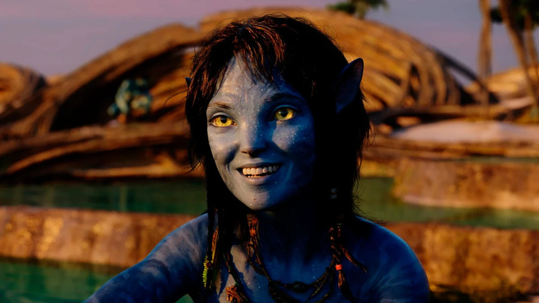 Avatar the way of water kiri smiling at sunset