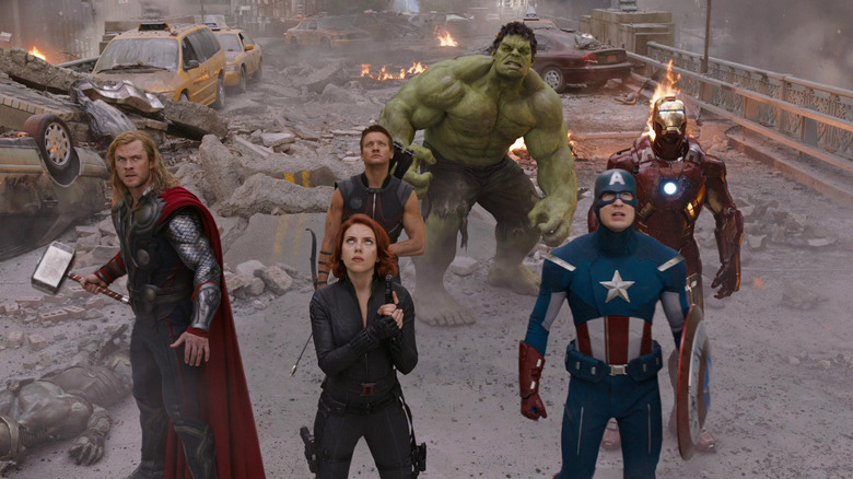 The Avengers are fully assembled in New York City in The Avengers