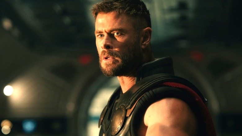 Chris Hemsworth as Thor with a look of shock on his face in Avengers: Doomsday