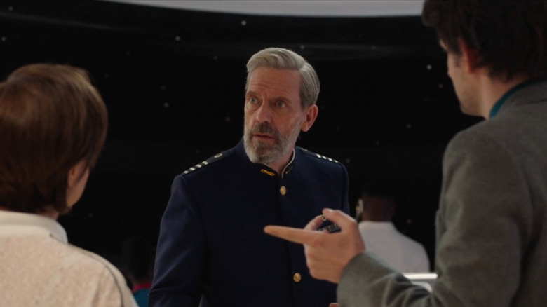 Rebecca Front, Hugh Laurie, and Zach Woods in Avenue 5