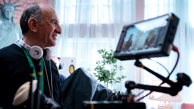 Armando Iannucci on the set of Avenue 5