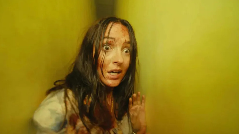 Mary tries to squeeze her way out of danger in Backrooms