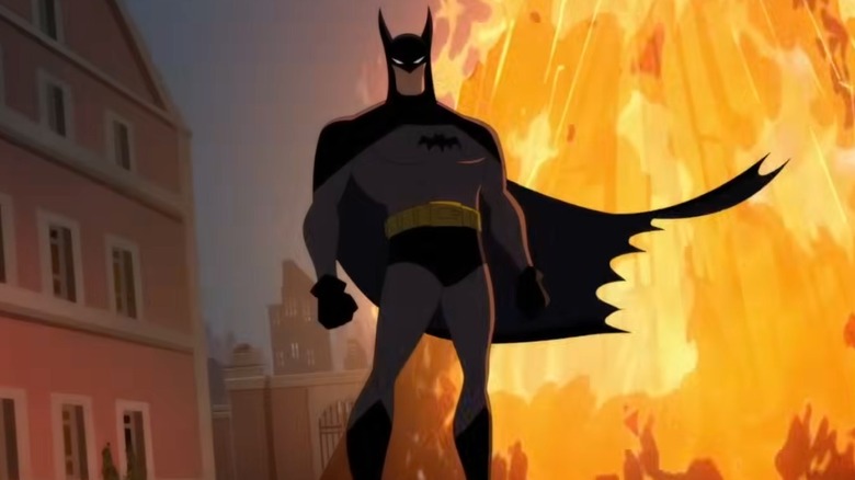 Batman standing in front of bonfire in Batman: Caped Crusader
