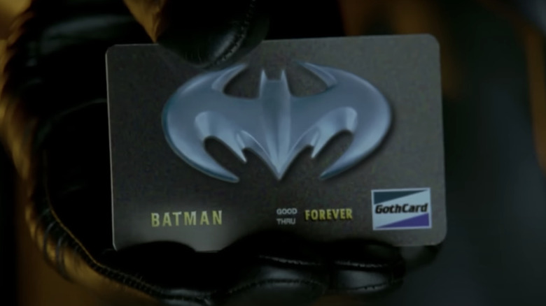 The Bat credit card is seen in closeup in Batman & Robin