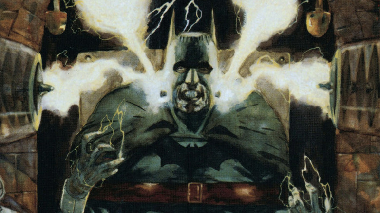 The Batman creature is electrocuted on the cover of Batman Castle of the Bat #1