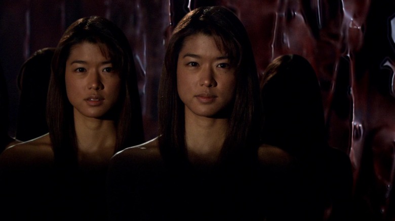 Battlestar Galactica copies of Cylon Number Eight standing next to each other