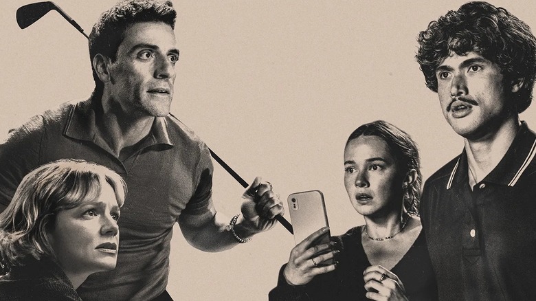 Greyscale poster for Beef season 2 of Lindsay & Josh on one side and Ashley & Austin on the other