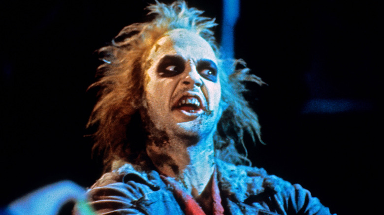 Michael Keaton making a weird face as Beetlejuice