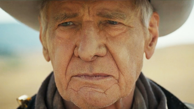 Harrison Ford as Jacob Dutton is seen in closeup in 1923
