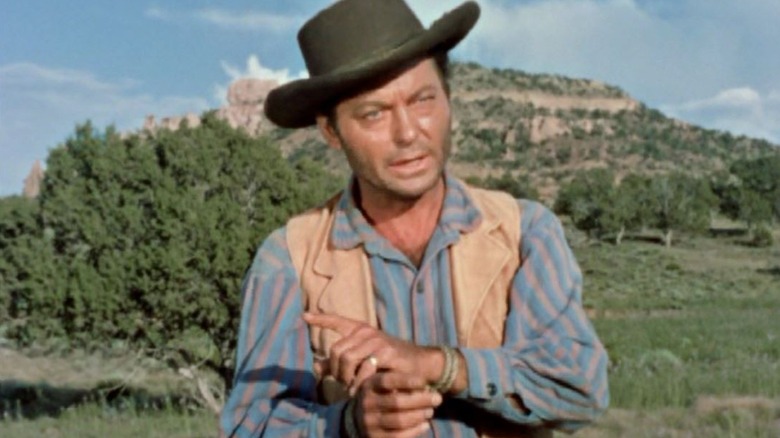 A handcuffed black-hat cowboy on Death Valley Days