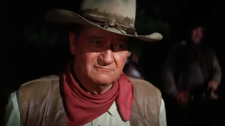 John Wayne's Wil Andersen is seen in closeup in The Cowboys