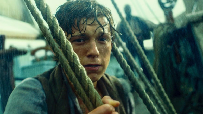 Nickerson looking scared and cold in In the Heart of the Sea