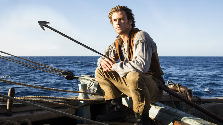 Owen Chase with a harpoon in In the Heart of the Sea
