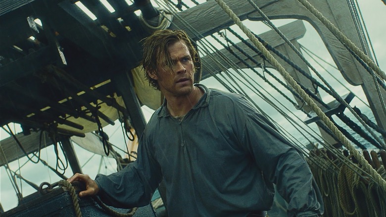 Owen Chase among the rigging of a ship in In the Heart of the Sea
