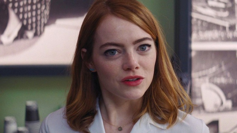Emma Stone's Mia at her workplace in Damien Chazelle's La La Land