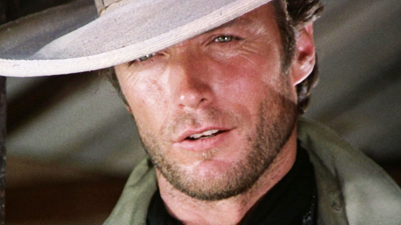 Clint Eastwood's Man with No Name is seen in closeup in The Good, the Bad and the Ugly.jpg