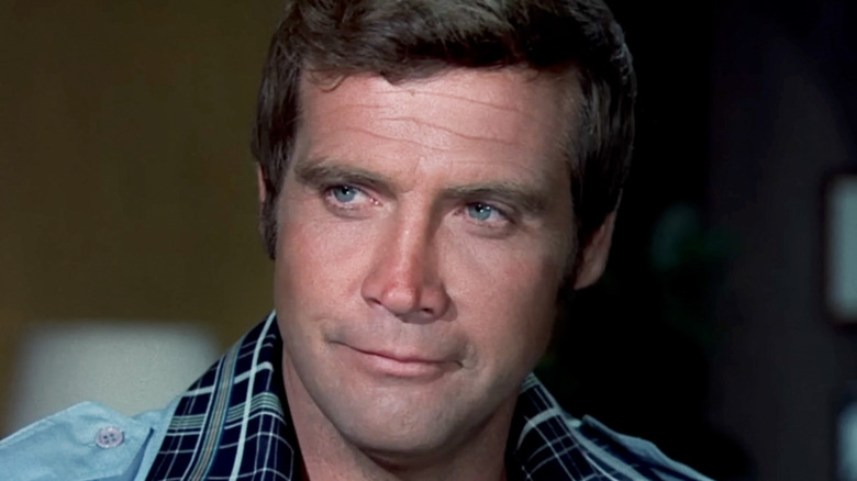 Lee Majors' Steve Austin is seen in closeup in The Six Million Dollar Man