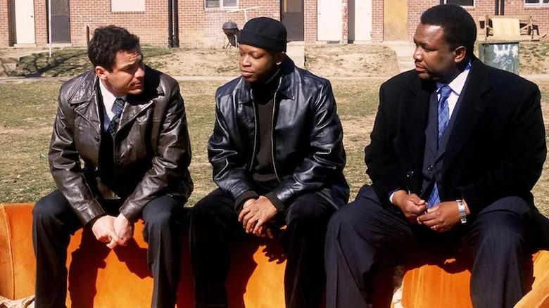 Jimmy McNulty (Dominic West), D'Angelo Barksdale (Lawrence Gilliard Jr.), and Bunk Moreland (Wendell Pierce) on The Wire