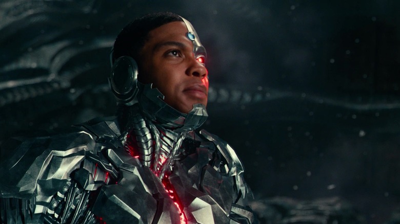 Ray Fisher's Victor Stone/Cyborg looks up in Justice League