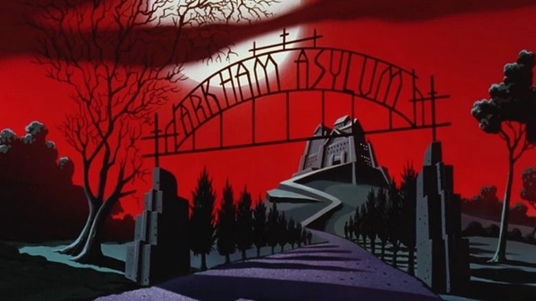 Establishing shot of Arkham Asylum in The New Batman Adventures