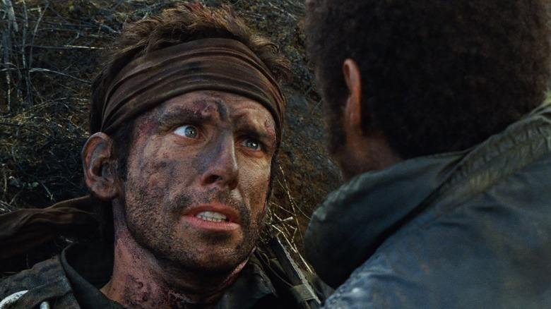 Tugg Speedman (Ben Stiller) struggles to cry while shooting a scene in Tropic Thunder