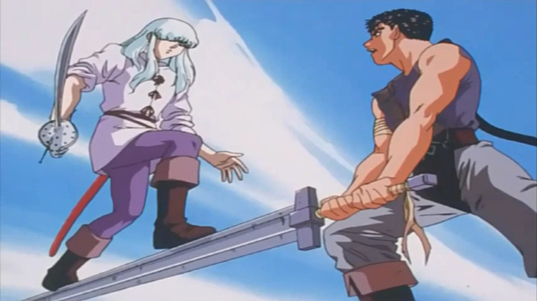 Characters fighting in Berserk