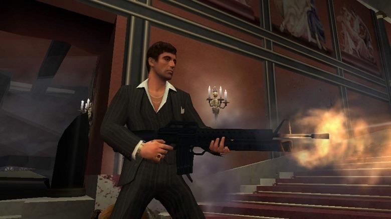 Tony Montana introduces some people to his little friend.  A gun.