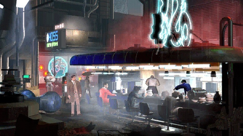 Our detective grabs some fast food from a restaurant
