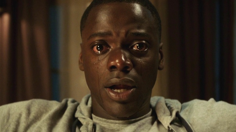 Chris Washington (Daniel Kaluuya) crying in Get Out