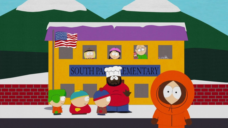 Kids arriving at South Park Elementary
