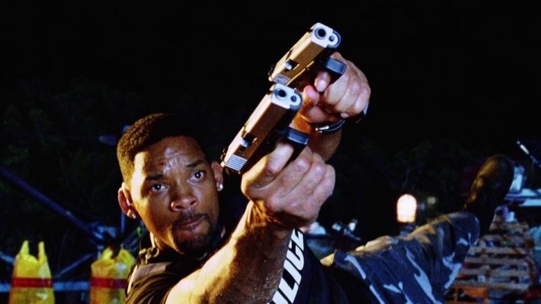 Will Smith as Mike Lowery, diving into a shootout in Bad Boys II