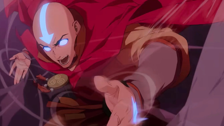 Aang entering the Avatar State about to unleash some hell in Avatar Aang: The Last Airbender