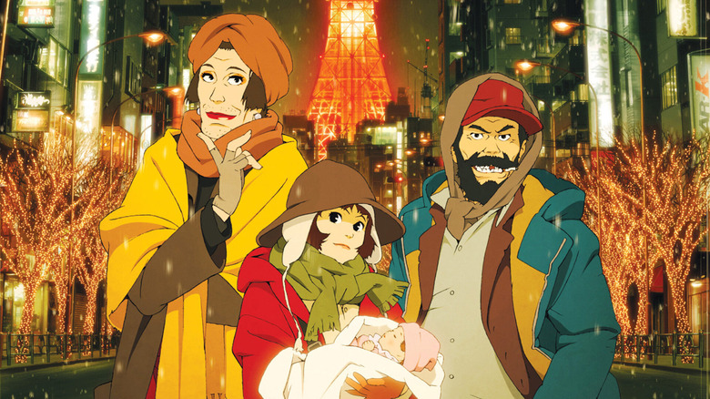 Tokyo Godfathers' Miyuki, Gin, and Hana smiling