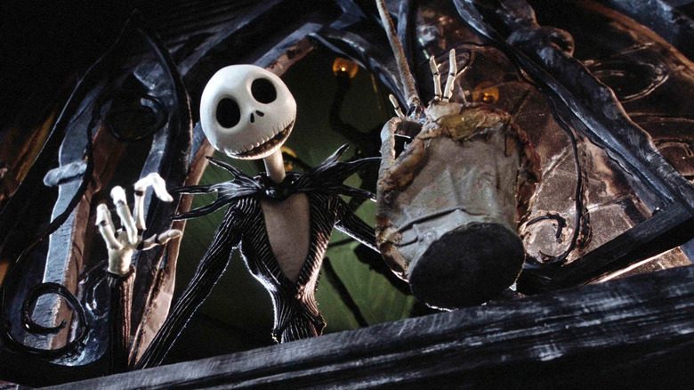 Jack Skellington, voiced by Chris Sarandon, receives a package in his tower in The Nightmare Before Christmas