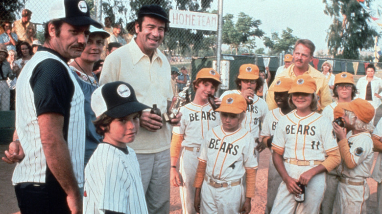 Morris Buttermaker (Walter Matthau) laughs with his team in The Bad News Bears (1976)