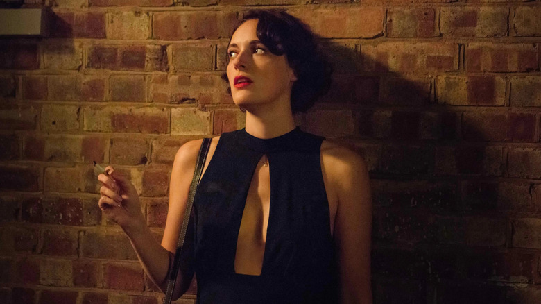 Phoebe Waller-Bridge as Fleabag smoking in Fleabag