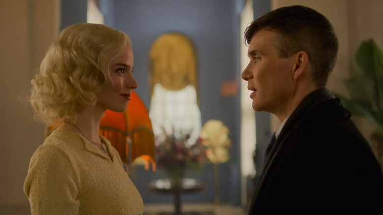 Anya Taylor-Joy as Gina talking to Cillian Murphy as Tommy in Peaky Blinders