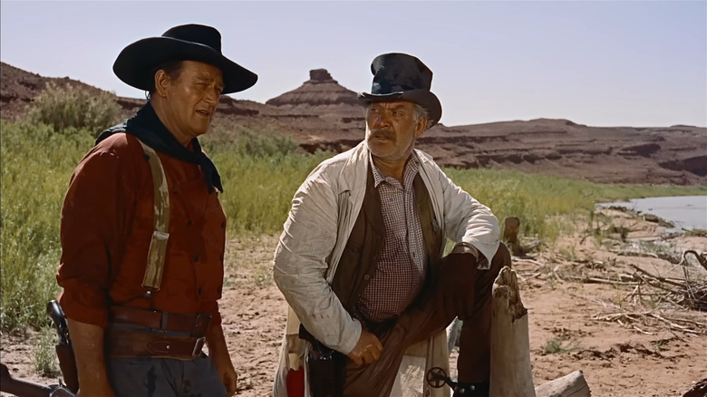 Ethan Edwards (John Wayne) talking in The Searchers