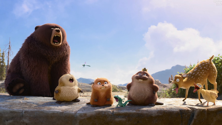 Mabel as a Beaver watches the other animals try to replicate a loud sound in Hoppers