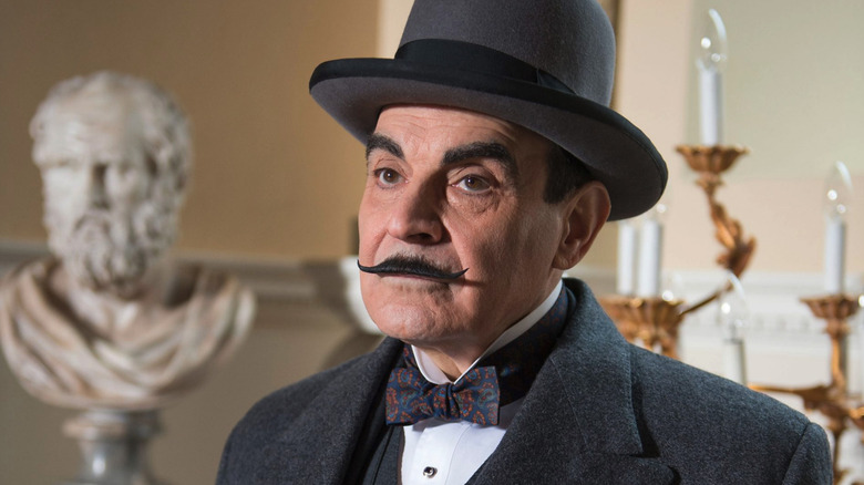 Hercule Poirot (David Suchet) looks concerned in Poirot
