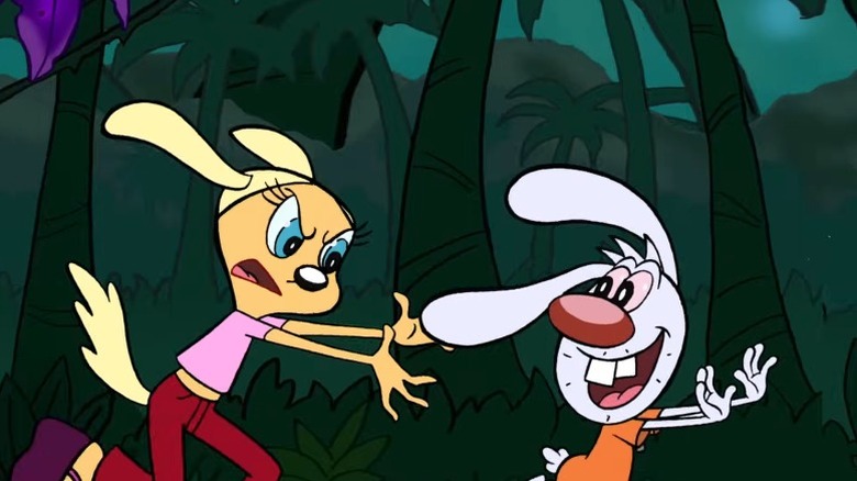 Brandy chasing after Mr. Whiskers