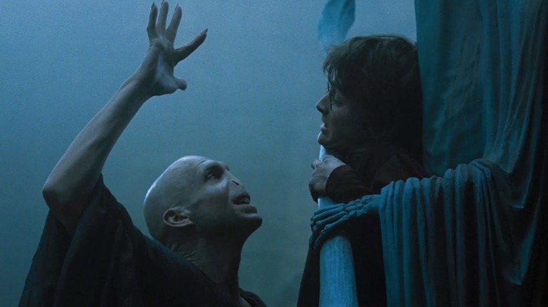 Lord Voldemort tortures Harry Potter in a graveyard in Harry Potter and the Goblet of Fire