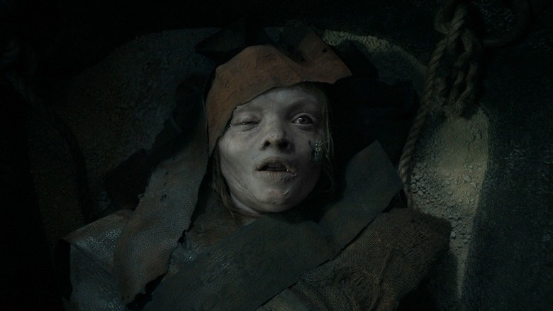 Katie in the sarcophagus in Lee Cronin's The Mummy
