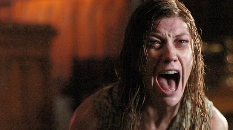 Jennifer Carpenter's Emily Rose staring wildly in The Exorcism of Emily Rose