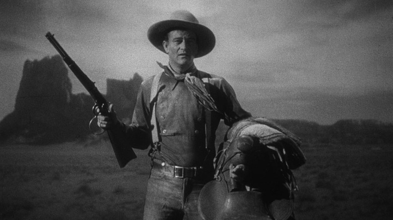 John Wayne makes his famous entrance as the Ringo Kid in Stagecoach
